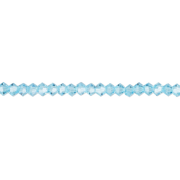 Bead 1pk 16 facets transparent turquoise blue, Celestial Crystal® 3mm bicone 15.5-16 inch image number 0