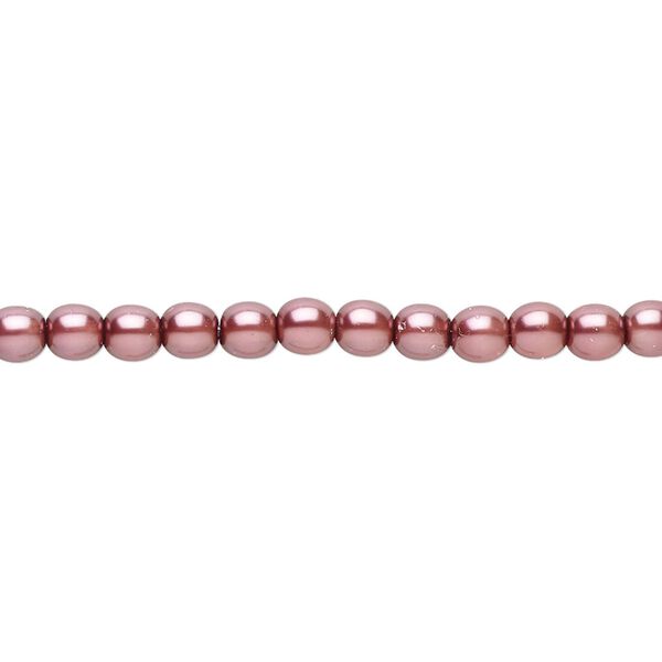 Bead, Czech pearl-coated glass druk, mauve, 4mm round. Sold per 15-1/2" to 16" strand. image number 0