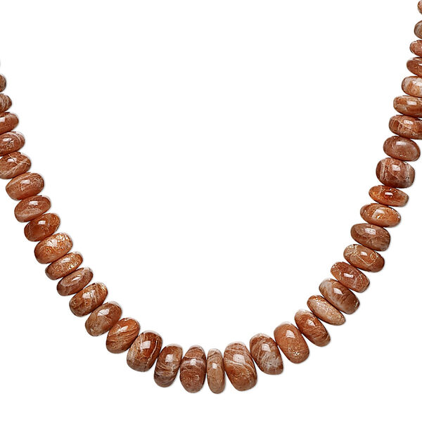 Sunstone 1pkg1, hand-cut rondelle bead natural 8 inch graduated 7x3mm-10x6mm image number 0