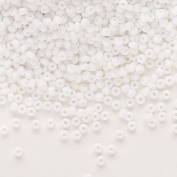 Seed bead, Preciosa Ornela, Czech glass, pkg/50g, opaque matte chalkwhite, #10 rocaille. image number 0