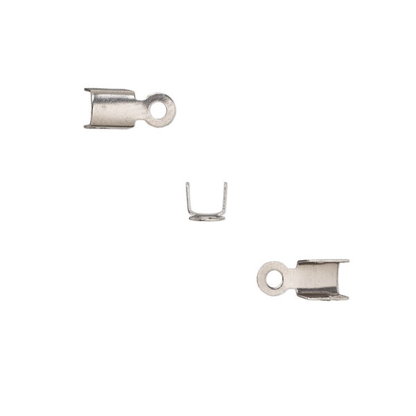 Cord end, fold-over, stainless steel, 5x4.5mm rectangle, 3.5mm inside diameter. Sold per pkg of 20. image number 0