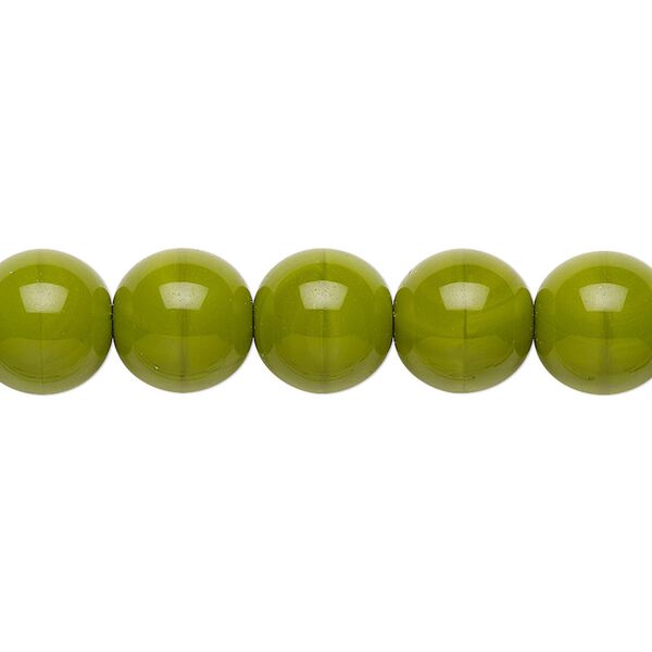 Bead, Preciosa, Czech glass druk, opaque chartreuse, 10mm round. Sold per 15-1/2" to 16" strand. image number 0