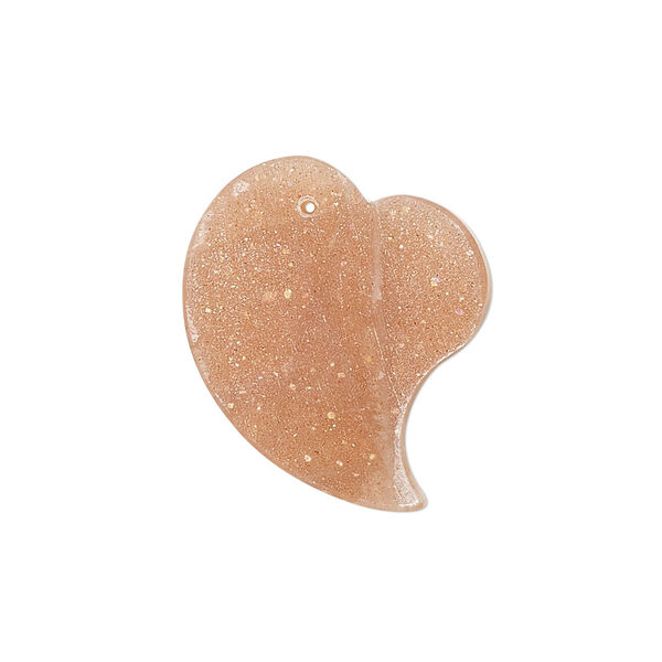 Peach moonstone 1pkg1, hand-cut top-drilled flat heart drop natural 25x19mm image number 0