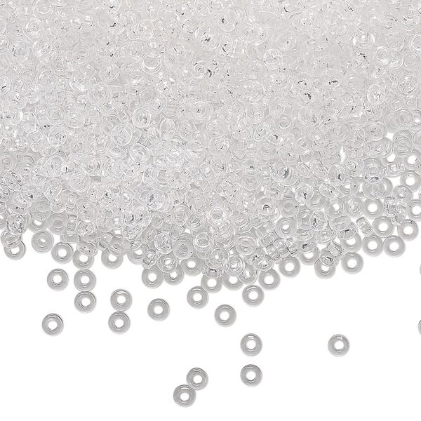 Seed bead, Miyuki, glass, pkg/250g, 2.2x1mm spacer rondelle, transparent clear, (SPR2.2-131). image number 0
