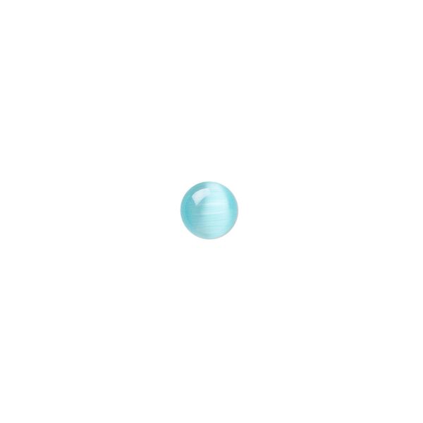 Cabochon, cat's eye glass (fiber optic glass), turquoise blue, 6mm calibrated round, quality grade. Sold per pkg of 10. image number 0