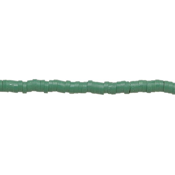Bead, polymer clay, opaque dark green, 3x1mm heishi. Sold per pkg of (2) 15-1/2" to 16" strands. image number 0