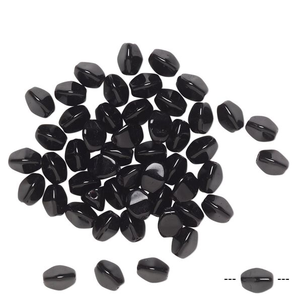 Bead, Preciosa, Czech pressed glass, opaque jet, 5x4mm buckwheat. Sold per pkg of 50. image number 0