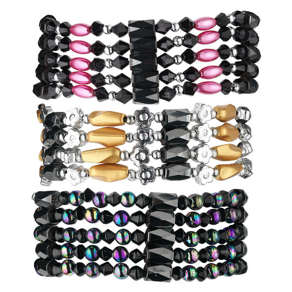 Hemalyke™ / acrylic 1pkg3, mixed size / shape bracelet continuous 34 inch assortment image number 0