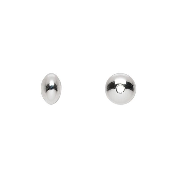 Bead, sterling silver, 8x5mm smooth saucer. Sold per pkg of 20. image number 0