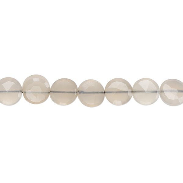 Grey chalcedony 1pkg1, hand-cut faceted flat round bead natural 8 inch 6-7mm image number 0