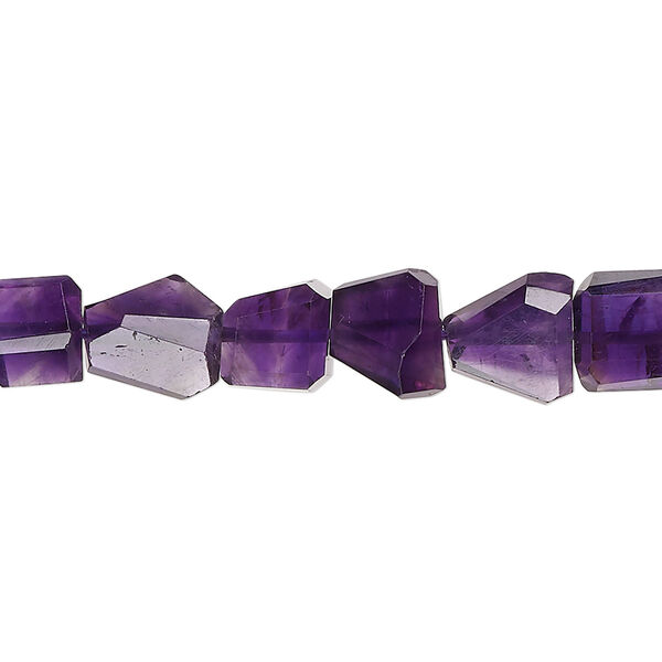 Amethyst 1pkg1, hand-cut faceted freeform bead natural B+ grade, 14 inch 8x7mm-13x11mm image number 0