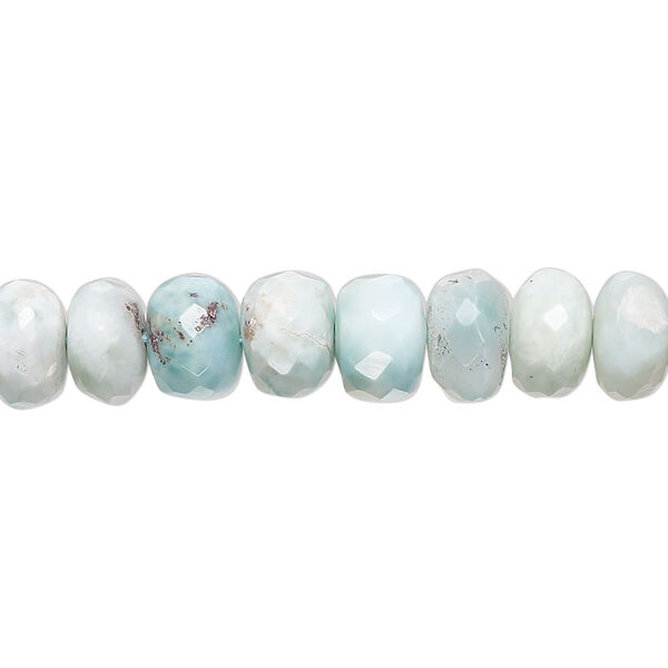 Larimar 1pkg1, hand-cut faceted rondelle bead natural 13 inch 7x3mm-9x7mm image number 0