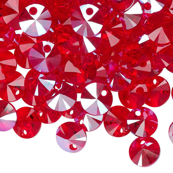 Drop 144pk light Siam shimmer, Swarovski® 8mm pendant mini disk 6428 image number 1