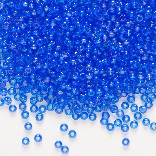 Seed bead, Preciosa Ornela Czech glass, pkg/500g, #10 rocaille, translucent rainbow light blue, (31050). image number 0