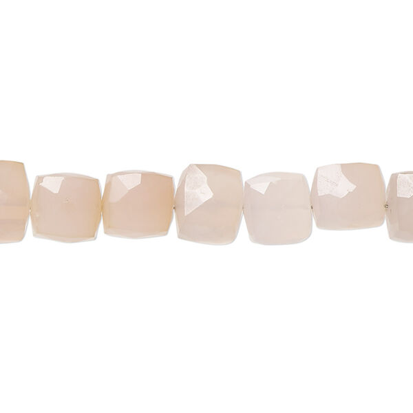 Peach chalcedony / pink chalcedony 1pkg1, hand-cut faceted cube bead 8 inch 6-7mm image number 0