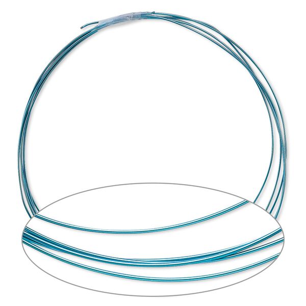 Wire, anodized niobium, teal, half-hard, round, 20 gauge. Sold pkg of 5 feet. image number 0