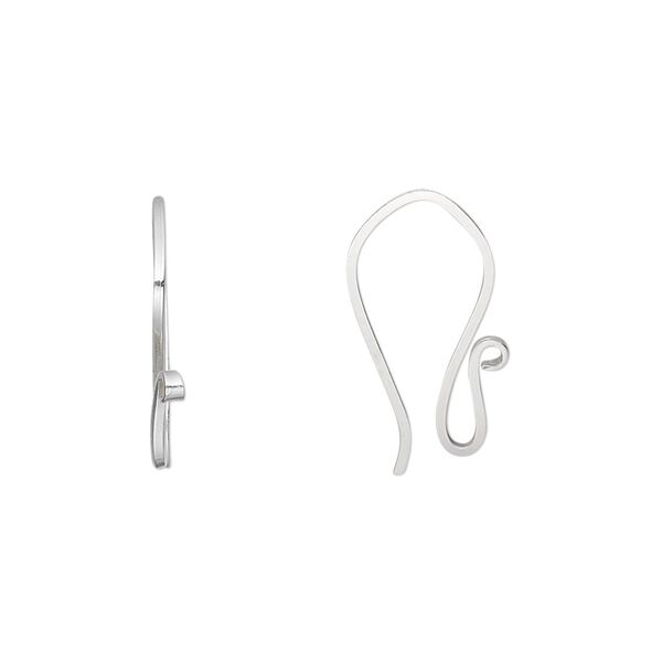 Ear wire fishhook 1pkg2 sterling silver, 19x10mm / square wire / open loop, 20 gauge 1 pair image number 0