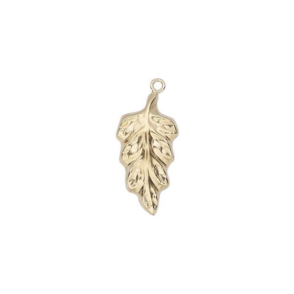 Charm, 14Kt gold-filled, 18x9mm single-sided leaf. Sold individually. image number 0