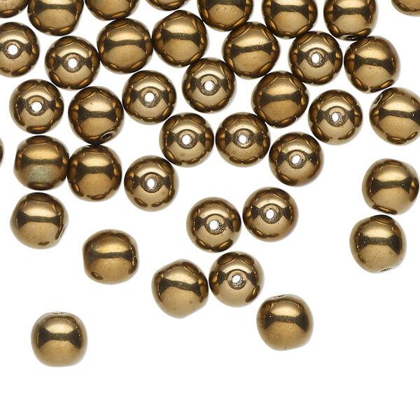 Czech glass 1pkg60, round druk bead light bronze 6mm image number 0
