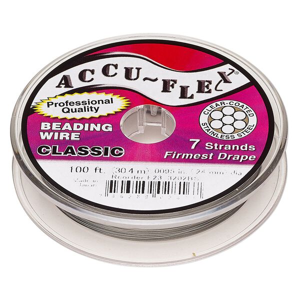 Beading wire, Accu-Flex®, nylon and stainless steel, clear, 7 strand, 0.0095-inch diameter. Sold per 100-foot spool. image number 0