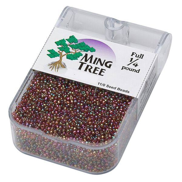 Seed bead, Ming Tree™, glass, pkg/1/4 pound, #11 round, translucent rainbow brown. image number 0
