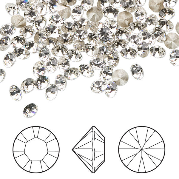Chaton 1440pk crystal clear foil back, Swarovski® 4-4.1mm PP32 round 1028 image number 0