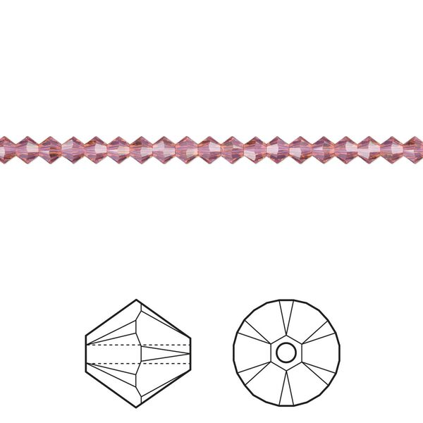 Bead 48pk cyclamen opal, Crystal Passions® 3mm bicone 5328 image number 0