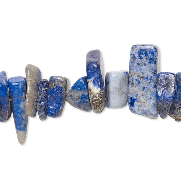 Bead, denim lapis and lapis lazuli (natural), large chip, Mohs hardness 5 to 6. Sold per 8-inch strand. image number 0