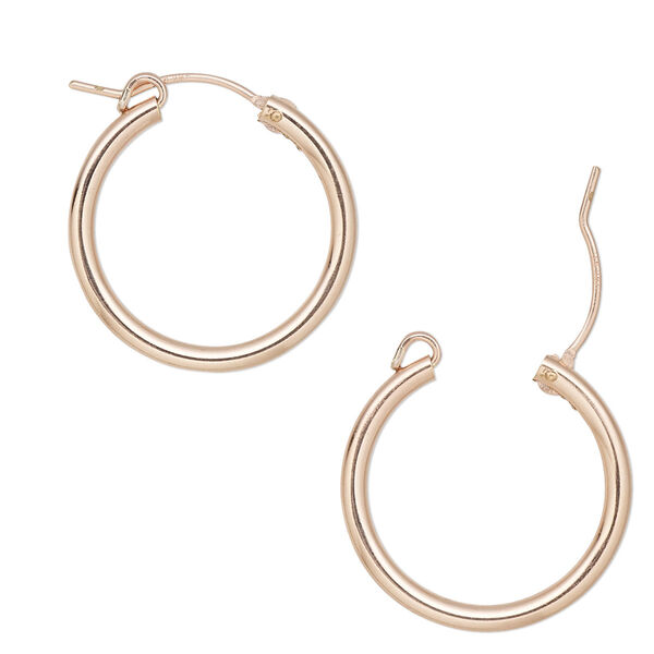 Earring, 14Kt rose gold-filled, 22mm flexible round hoop with latch-back closure. Sold per pair. image number 0