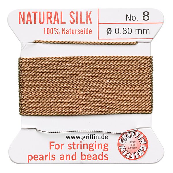 Thread, Griffin, silk, cornelian, size #8. Sold per 2-meter card (approximately 78 inches). image number 0