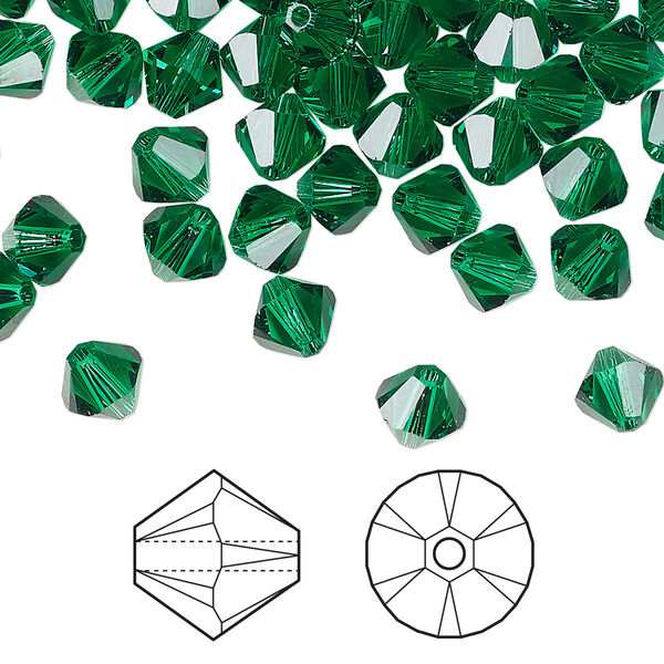 Bead 360pk majestic green, Swarovski® 6mm XILION bicone 5328 image number 0
