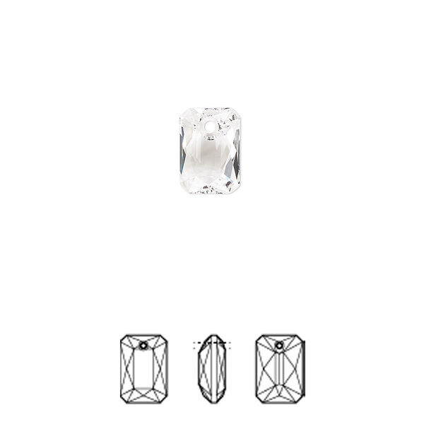 Drop 4pk crystal, Crystal Passions® 9x6mm pendant emerald cut 6435 image number 0