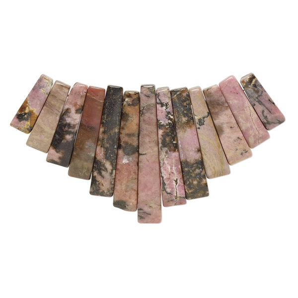 Rhodonite 1pkg13, fan focal natural 26x10mm-29x12mm image number 0