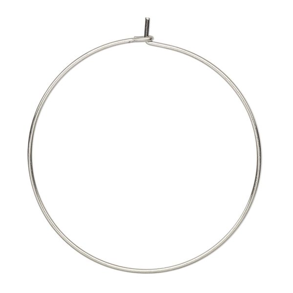 Component, stainless steel, 34.5mm round hoop, 21 gauge. Sold per pkg of 10-pair. image number 0