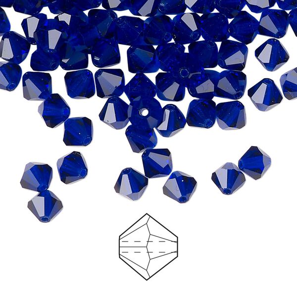 Bead 576pk cobalt blue, Preciosa Czech crystal 5mm bicone image number 0
