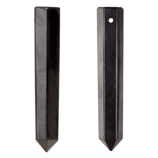 Shungite 1pkg1, hand-cut faceted point focal natural B grade, 48x9mm-50x40mm image number 0