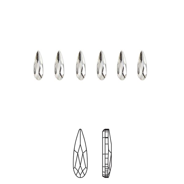 Flat back 30pk crystal foil back, Crystal Passions® 6x1.7mm raindrop 2304 image number 0