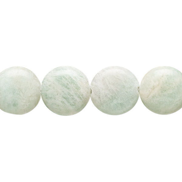 Mint green amazonite 1pkg1, flat round bead natural 15.5-16 inch 12mm image number 0