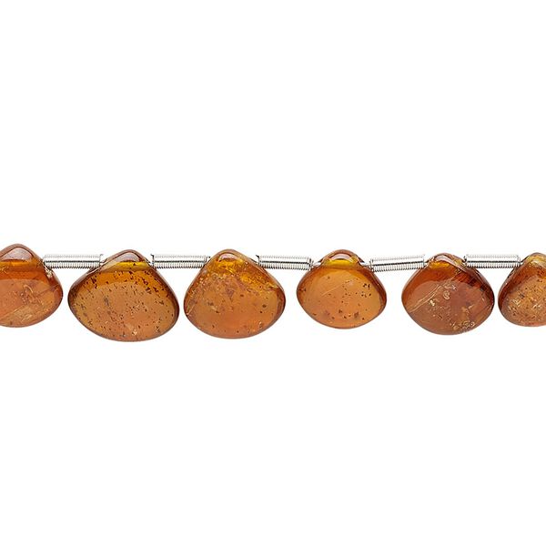 Amber kyanite 1pkg21, hand-cut top-drilled puffed teardrop bead natural graduated 5x4mm-9x8mm image number 0