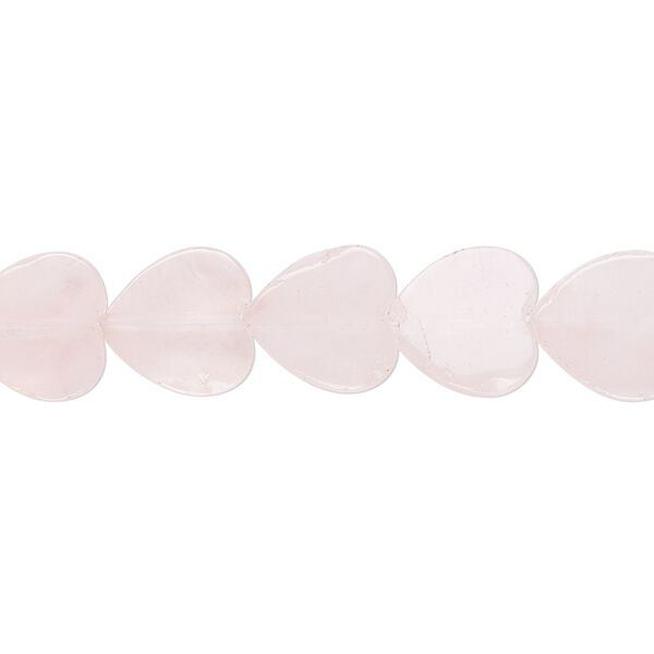Rose quartz 1pkg1, flat heart bead natural 15.5-16 inch 10mm image number 0