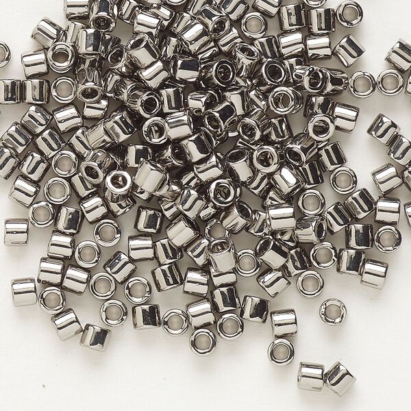 Seed bead, Delica®, glass, pkg/7.5g, #8 round, opaque nickel-plated (DBL-0021). image number 0
