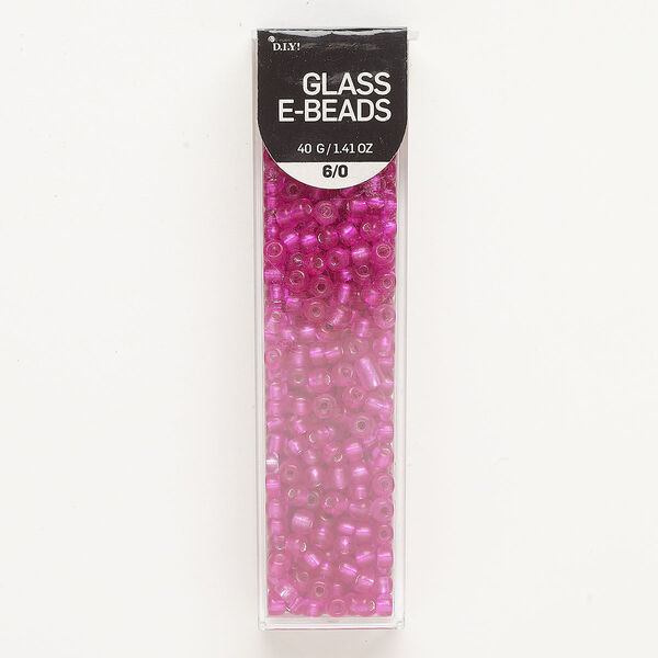 Seed bead, glass, 40g, translucent silver-lined fuchsia, #6 round. image number 0