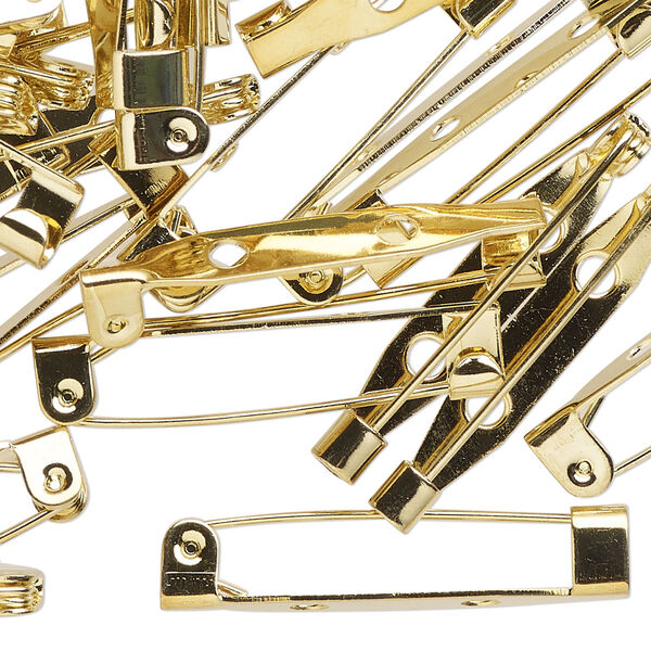 Pin back, gold-finished brass, 1-1/4 inches. Sold per pkg of 100. image number 0