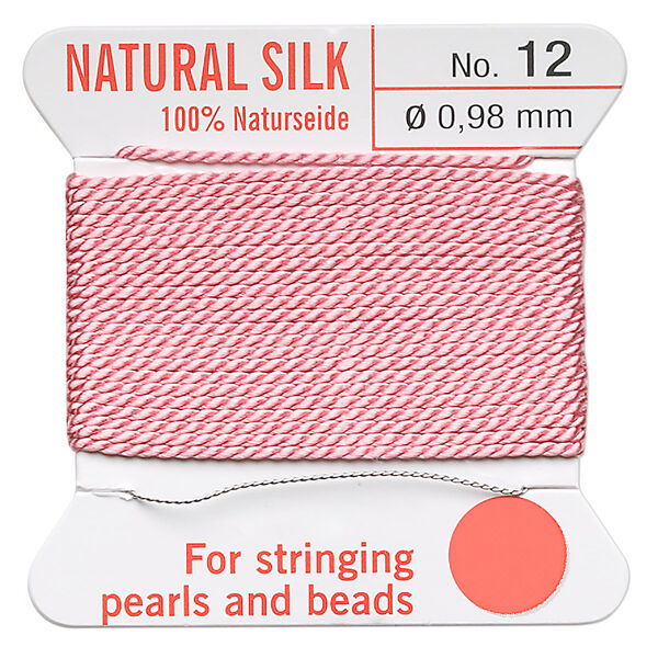 Thread, Griffin, silk, dark pink, size #12. Sold per 2-meter card (approximately 78 inches). image number 0