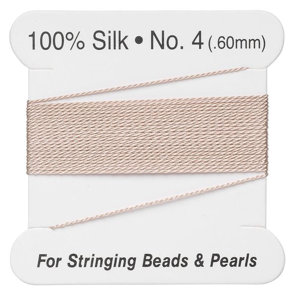 Thread, silk, light pink, size #4. Sold per 2-meter card. image number 0