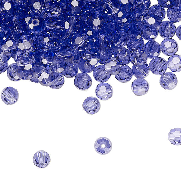 Bead 24pk tanzanite, Preciosa Czech crystal 4mm round image number 0