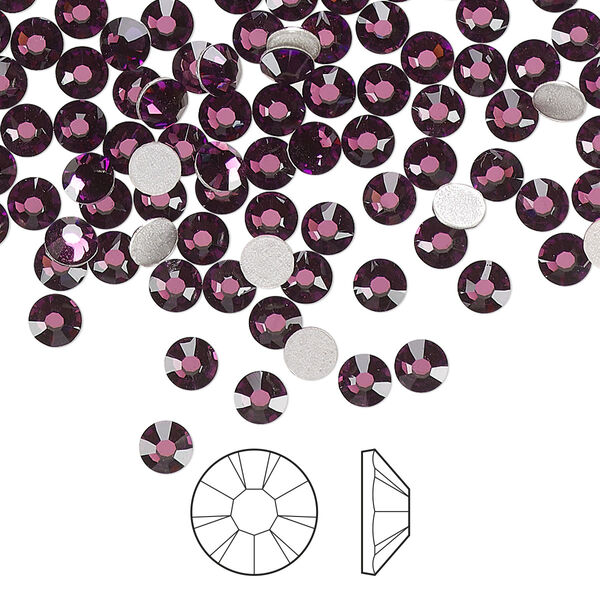 Flat back 1440pk amethyst foil back, Preciosa MAXIMA Czech crystal hotfix rhinestone 3.8-4mm chaton rose round SS16 image number 0