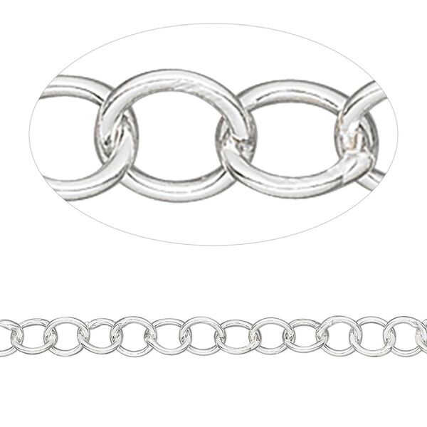 Chain, sterling silver, 4.5mm round. Sold per pkg of 5 feet. image number 0