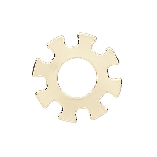 Component, gold-finished steel, 25mm gear with 10.5mm center hole. Sold per pkg of 6. image number 0