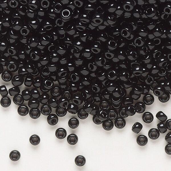 Seed bead, Miyuki, glass, pkg/250g, #8 rocaille, opaque black, (RR-401). image number 0